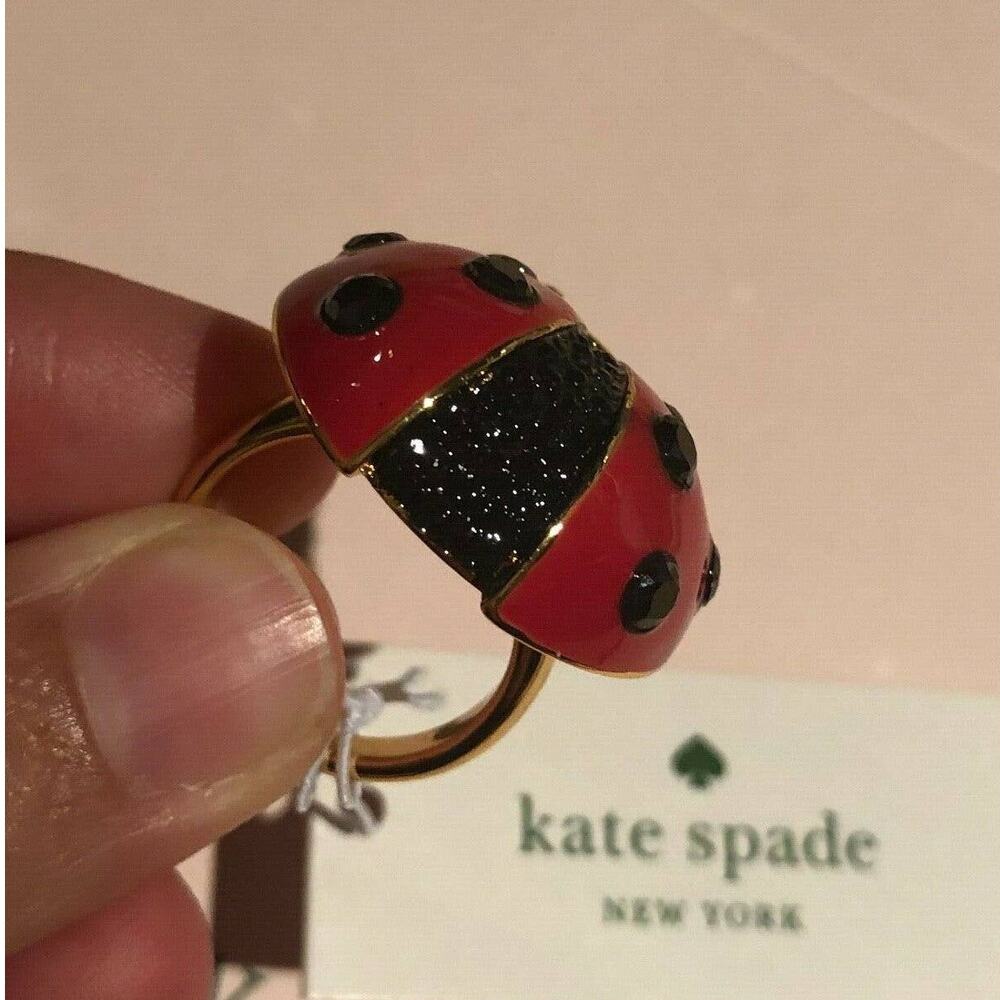 Kate Spade Ladybug Ring Gold Tone Size 5 - Picture 9 of 11